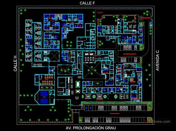 تصميم مستشفى 100 سرير dwg